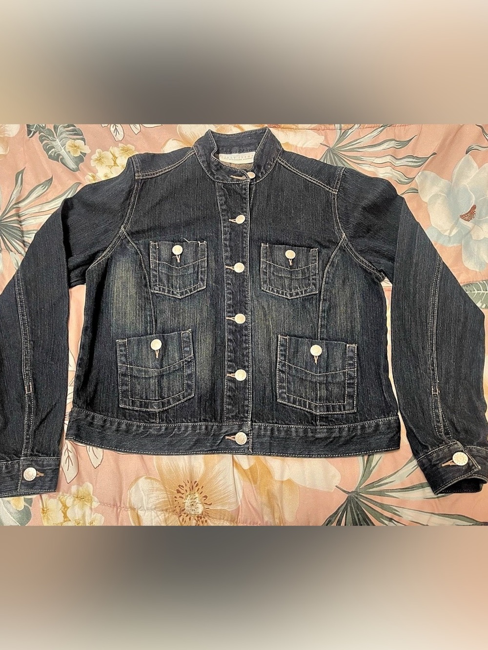 First Issue Black Denim Jean Jacket Size Medium Like New